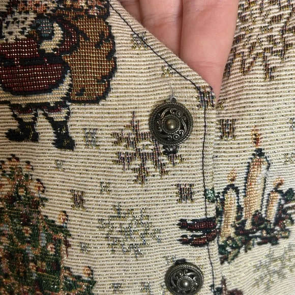 Vintage Bobbie Brooks Women’s Large Christmas Vest Holiday Village Print Winter - Picture 5 of 7